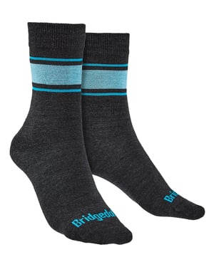 Bridgedale - Dames Liner Basislaag Merino Sokken - Donkergrijs / Blauw