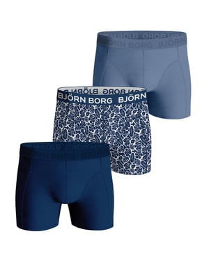 Björn Borg - 3 Paar Herenshorts van Katoen met Comfort Stretch - Blauwe Mix