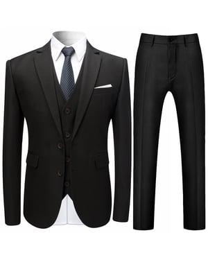 Slim fit zwart formeel 3-delig pak