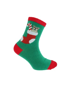 Floso Kinderen/kinderen Kerstmis Sokken (Groene Beer)