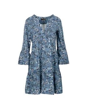 Indigo Paisley jurk met geplooide naden
