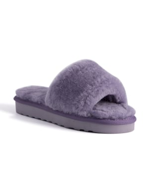 Aus Wooli Australia Womens Schapenvacht Fluff Slippers Paars
