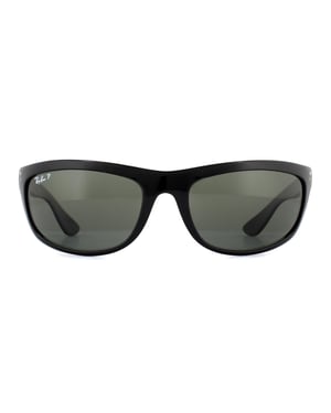 Ray-ban wrap unisex zwart groen gepolariseerde zonnebril