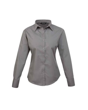 Premier Dames/Dames Popeline Blouse met Lange Mouwen (Donkergrijs)