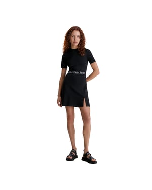 Calvin Klein Vrouw Jurk Logo Tape Van Jersey Milano