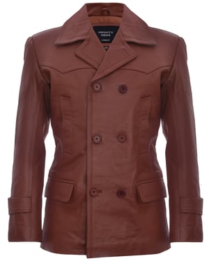Cow Hide Dr Who Naval German Pea Coat leren jas