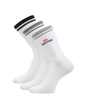 Superga Geribde gebreide sokken voor volwassenen (pak van 3) (Wit)