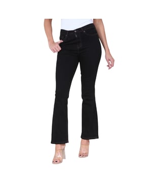 Dames Magic Shaping Slim Flare Leg Jeans met hoge taille in zwart
