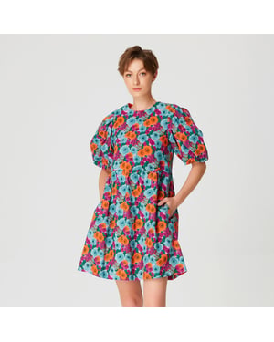 Korte trapeze -jurk met bloemenprint