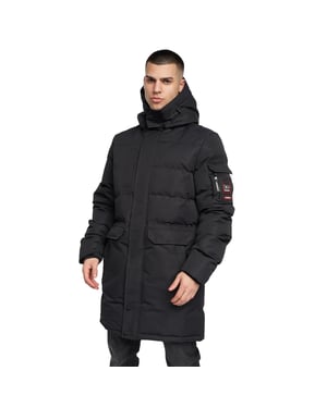 Crosshatch Heren Milwaka lange gewatteerde jas (Zwart)