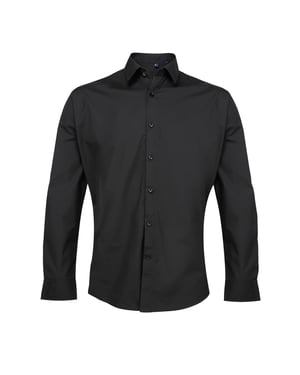 Premier Supreme Heavier Weight Poplin Werkshirt met lange mouwen (Zwart)