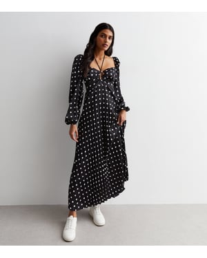 Polka Dot geplooide uitgesneden maxi-jurk