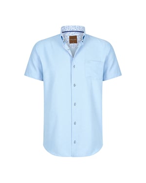 Cappuccino Italia Overhemden Korte Mouw Sky Blauw Blauw