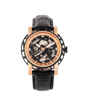 Reign Stavros automatisch skelet horloge met leren band