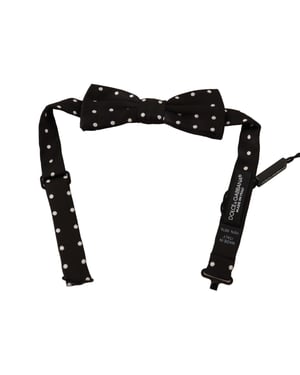 Dolce & Gabbana Mannen Zwart Wit Polka Dot Zijde Verstelbare Hals Papillon Strik