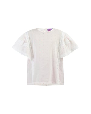 Mymo Blouse Meisje Wit roze oranje stippen