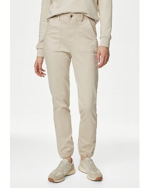 M&S Collection Dames Katoenmix Slim Fit Enkel Grazer Joggers Beige