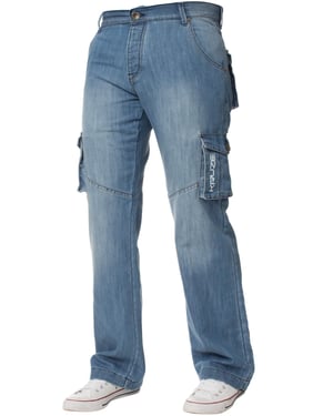 Kruze heren Cargo Combat Jeans - Lichtblauw