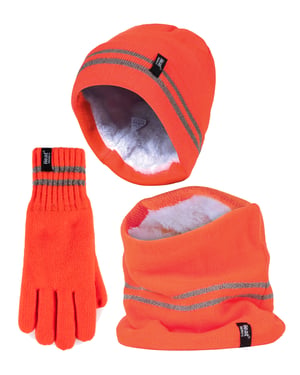 Heat Holders - Heren Hi Vis Hoed, Nekwarmers & Handschoenen Set - Oranje