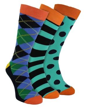 HS by Happy Socks - Heren 3-Pack Leuke Novelty Dress Socks - Ruit (Blauw)