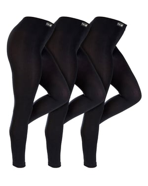 THMO - 3 Paar Dames Thermoleggings Winter | Warme Voetloze Panty's voor Vrouwen - Zwart