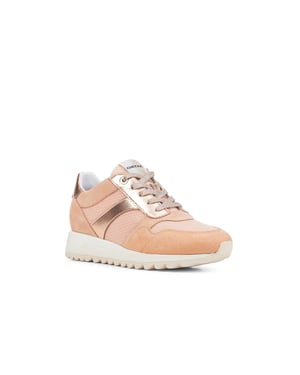 Geox Tabelya Leren Dames Perzikkleurige Sneakers