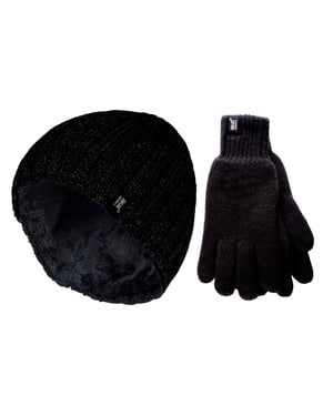 Heat Holders Dikke thermo muts en handschoenenset voor heren - Zwart