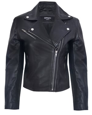 Dames leren retro bikerjack-Madeley