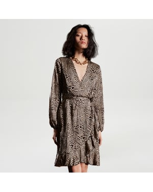 Cross-Heart Effect Dress met dierenprints
