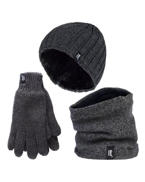 Heat Holders - Heren Muts, Sjaal & Handschoenen Set - Winter Accessoires Set - Grijs