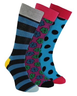 HS by Happy Socks - Heren 3-Pack Kleurrijke Gestreepte Dress Sokken - Brede Streep