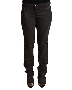 Costume National Dames Zwart Katoenen Mid Waist Skinny Broek