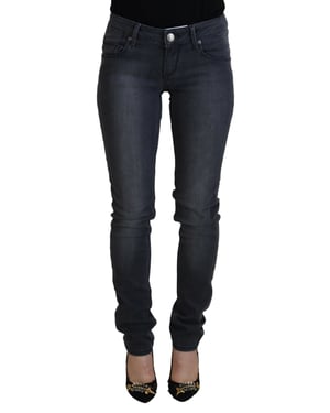 Acht Grijze Katoenen Skinny Lage Taille Dames Casual Denim Dames Jeans