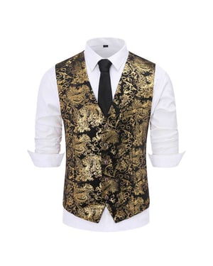 Slim-fit gilet met print, enkele rij knopen, goud