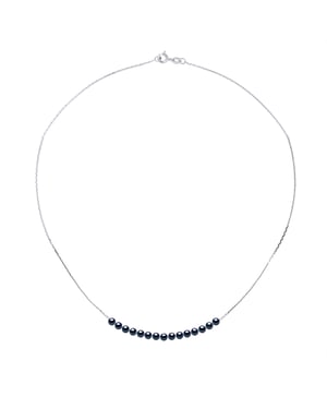 Ketting Curb 15 Pearls Black Cultuur White Gold