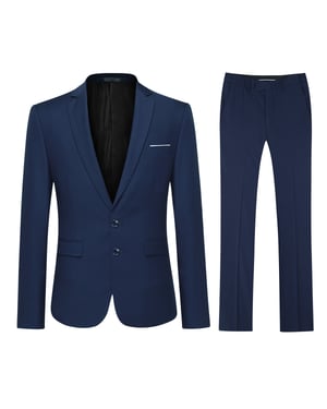 Heren 2-delig slim fit marineblauw pak met twee knopen