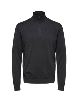 SELECTED HOMME gemêleerde fijngebreide schipperstrui SLHBERG antraciet