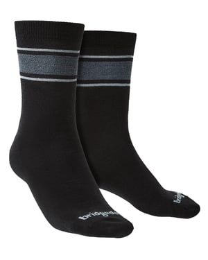 Bridgedale - Heren Liner Basislaag Merino Sokken - Zwart / Lichtgrijs