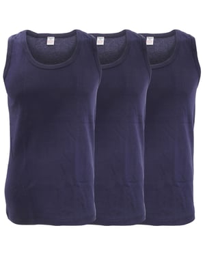 Floso Hereninterlock Single Vest (Pakket van 3) (Marine)