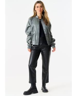 Metalen bomberjack met elastische taille