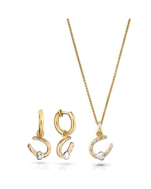 Orphelia 'Aurora' Dames 925 Sterling Zilveren Set: Ketting-Hanger + Oorbellen - Zilver/Goud SET-7525/G