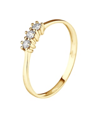 Ring TRILOGIE Diamonds 0,15 Cts riek 18 karaats geel goud