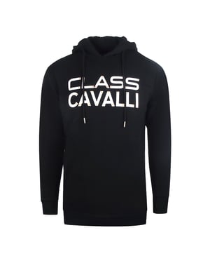 Cavalli Class zwarte hoodie met omgekeerd logo