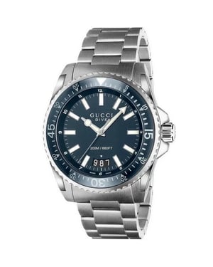 Gucci YA136203 Duik Blauw Wijzerplaat Roestvrij Staal Herenhorloge