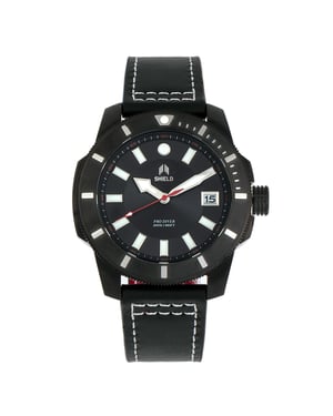 Shield Shaw lederen band duikhorloge voor heren met datum