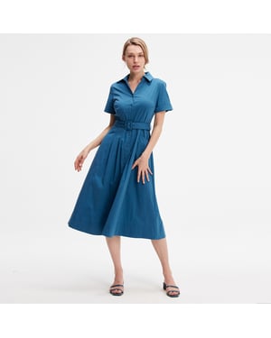 Wijd uitlopende katoenen shirtjurk