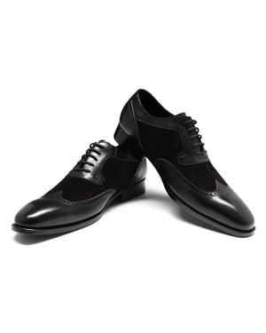 Herenschoen met klassieke sierstiksels Zakelijke schoenen Glad leer Lage schoenen Zwart