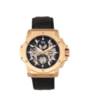 Reign Commodus automatisch skelet horloge met leren band