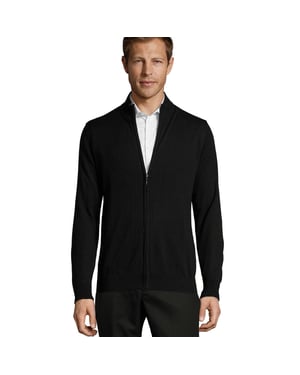 SOLS Heren Gordon gebreid vest met rits (Zwart)