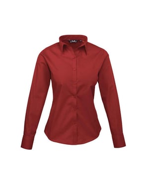 Premier Dames/Dames Popeline Blouse met Lange Mouwen (Bourgondië)